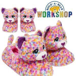 Build a Bear Confetti Kitty cat leopard Girls 3D plus animal Slippers L 1-2